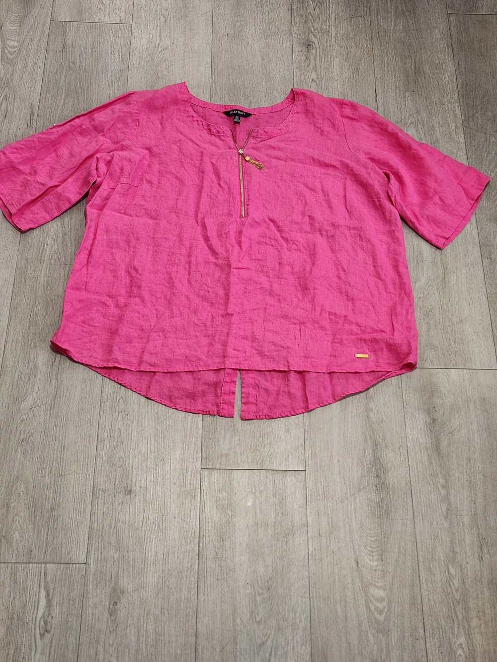 ✨ Ellen Tracy Fuchsia Hot Pink 100% Linen Tunic Blouse ✨
